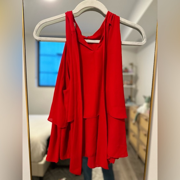 Zara Trafaluc Red Ruffle Back Tie Sleeveless Top Blouse - Picture 4 of 4